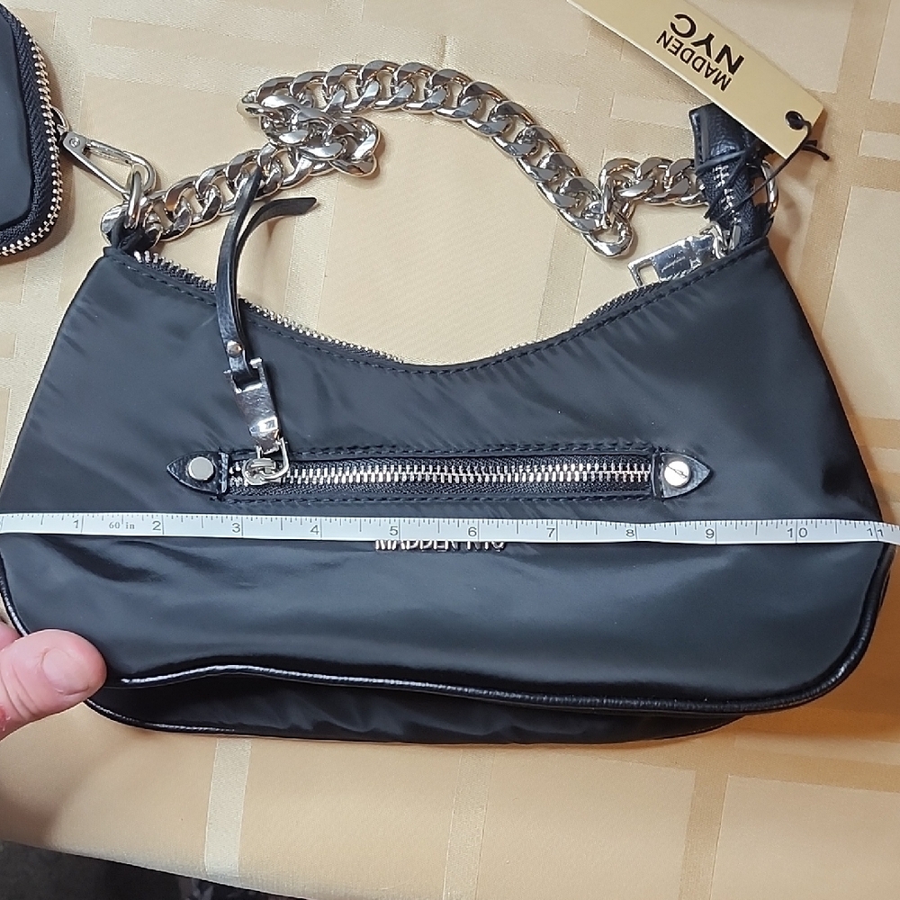 🆕️Madden NYC Black Shoulder Bag W/ Bonus Coin Purse - Picture 10 of 14